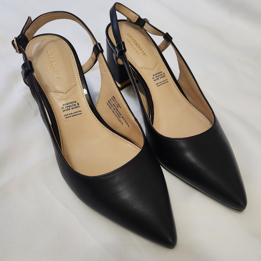 LIZ Claiborne Gold and Black  Shoes with Brocade Pattern